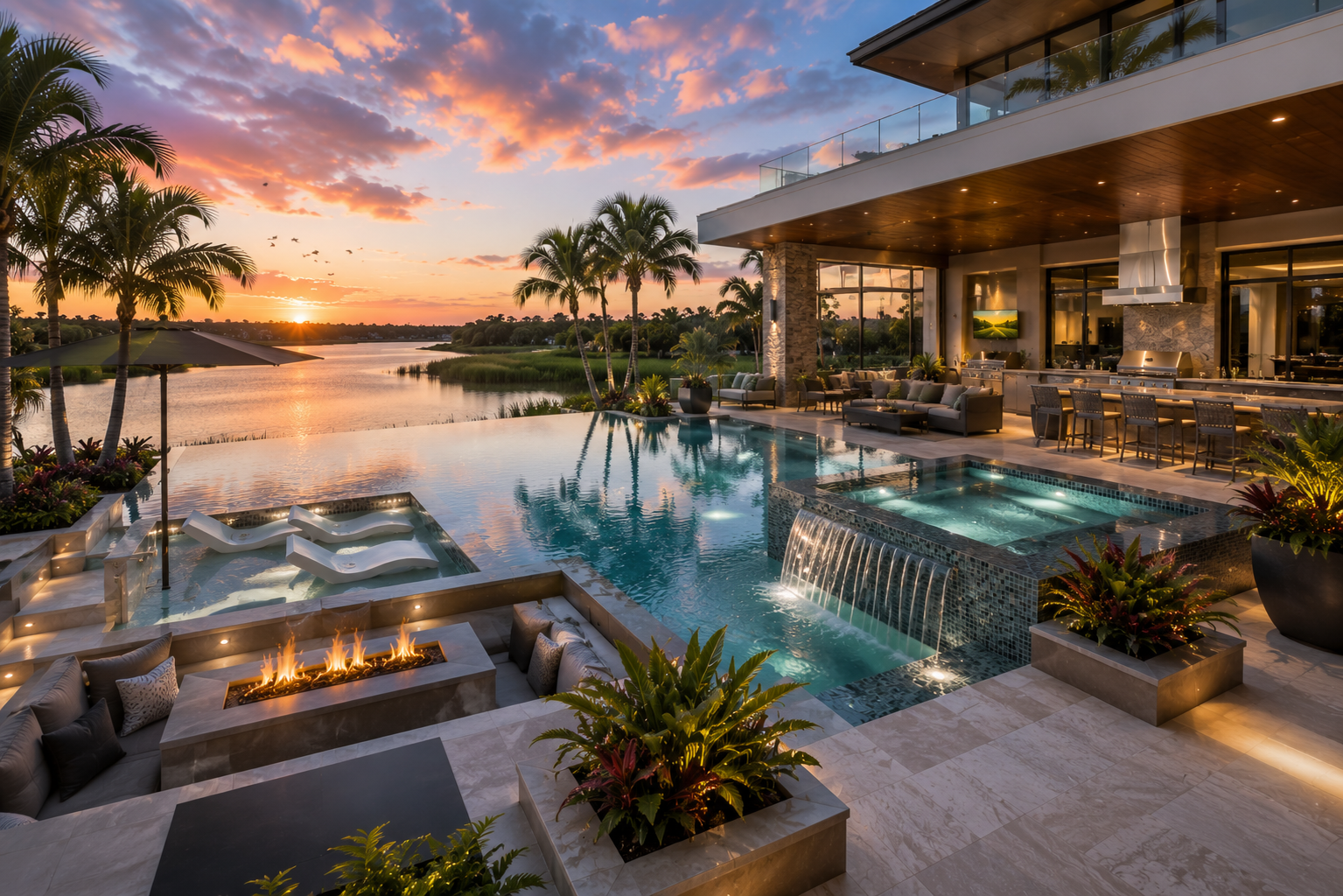 Luxury Pool Design Ideas for Homes with Panoramic Lake or Preserve Views